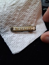 Vintage Enamel White Art Deco Design Tie Clip