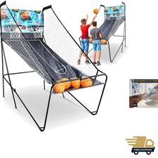 Dual Hoop Basketball Shootout Indoor Home Arcade Room Game with Electronic LE...