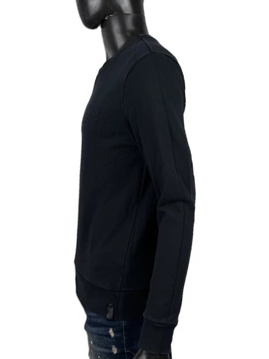Calvin Klein Jeans sweat-shirt homme M coton noir col logo ton sur ton - Photo 4/4