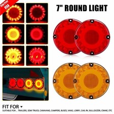 4x 7inch Round Red Amber Led Truck Trailer Brake Stop Turn Signal Tail Light Drl 4x 7inch Round Red Amber Led Truck Trailer Brake Stop Turn Signal Tail Light Drl