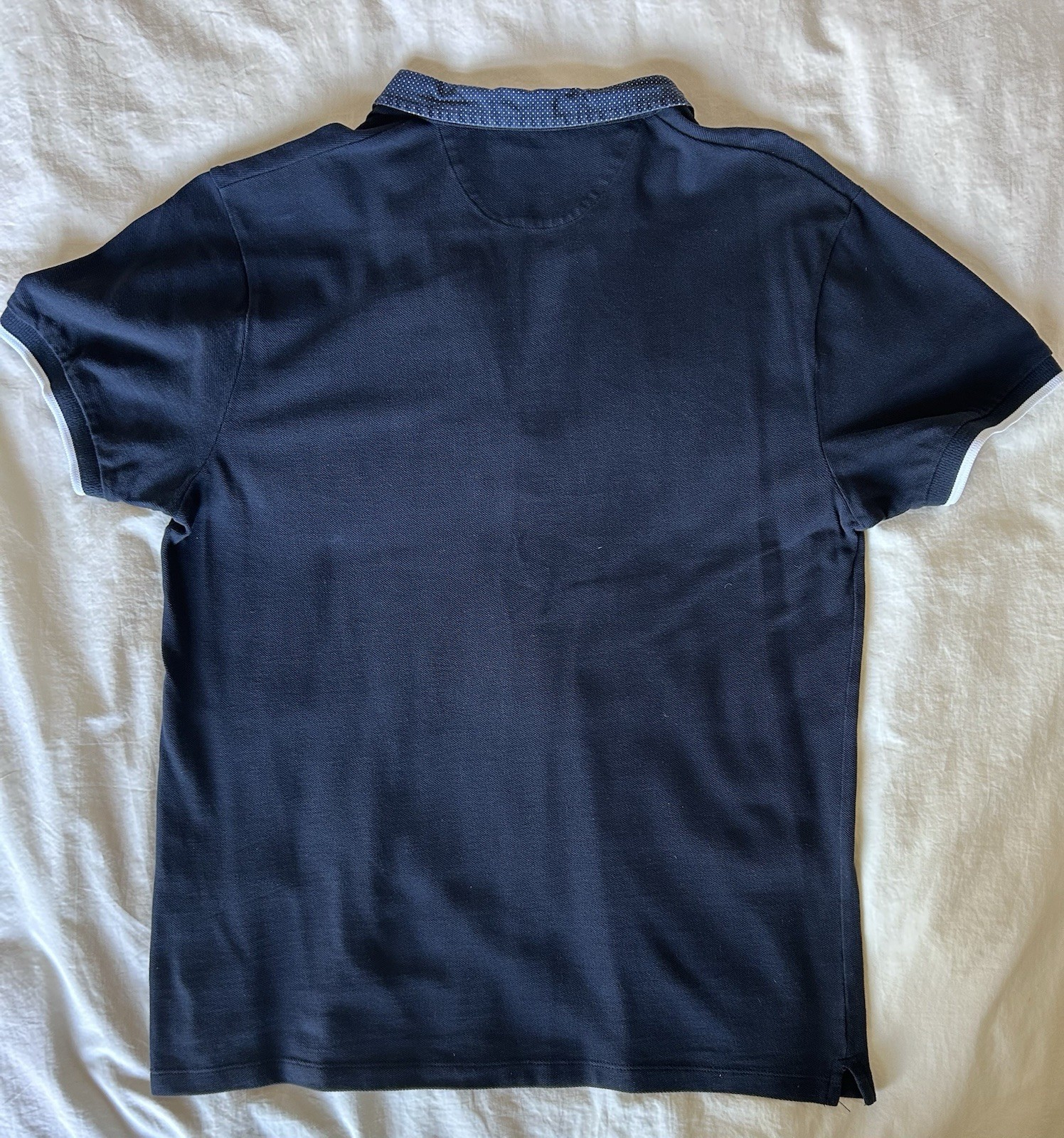 Zara Man Polo Shirt Men’s Large Navy Blue Contrast Trim Made in Portugal thumbnail 4