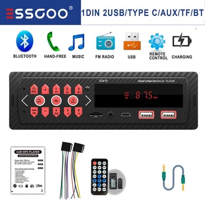 ESSGOO Car MP3 Player Aux Input Stereo Audio In-Dash BT Call USB Bluetooth FM Receiver