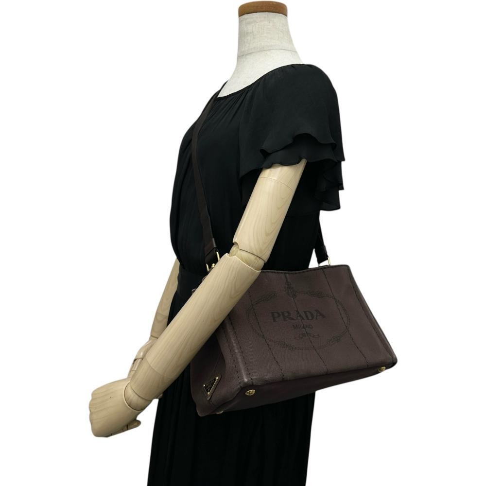 PRADA Canapa 2WAY Shoulder Bag Handbag Canvas Brown Canvas Ladies from japan thumbnail 9