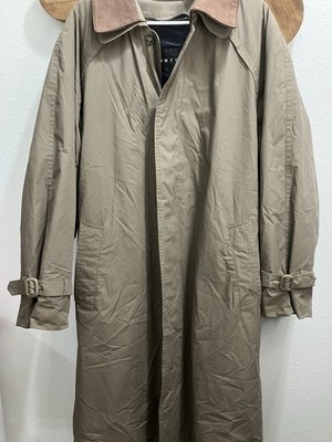 Context Trench Coat Womens M Belted Single Breasts Plaid Lining Khaki Retro Chic
