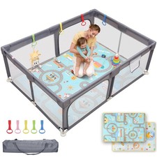 Playpen Con Tapete 71x47 Pulgadas Para Ni os Con Malla Visible Portatil