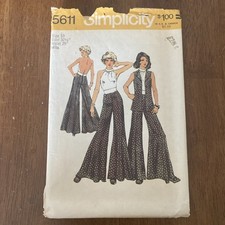 Simplicity 5611 Vintage 1960  s Pants, Halter-Too, Unlined Vest, Wide Leg Pants