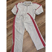 Reebok Mens Vintage Tracksuit Set Grey Red Stripe Jacket Pants Size Large