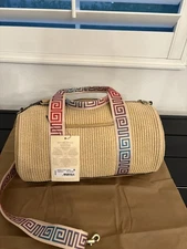 Patricia Nash Larissa Specialty Woven Straw & Leather Shoulder/tote  NWT $189