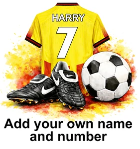 Watford Personalised Football Shirt Boots Self Adhesive Vinyl Sticker