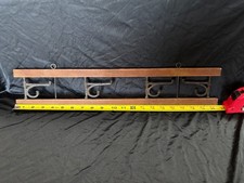 vintage antique coat hook 21x4 wooden, cast iron wall-mounted rack