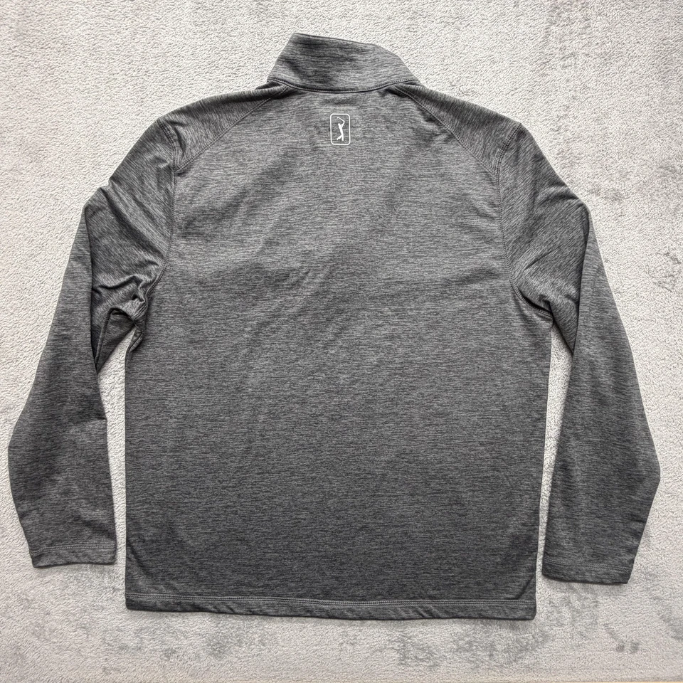 Pullover PGA TOUR Para Hombres Gris Medio 1/4 Cremallera Cuello Simulado Elastizado Golf Manga Larga Foto 2 de 4