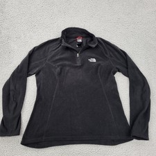 The North Face Pullover Jacket Womens Small 1/4 Zip Fleece Black Logo