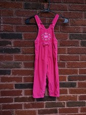 Vintage Oshkosh Toddler Corduroy Barbie Pink Overalls Rose Embroidered Size 4t