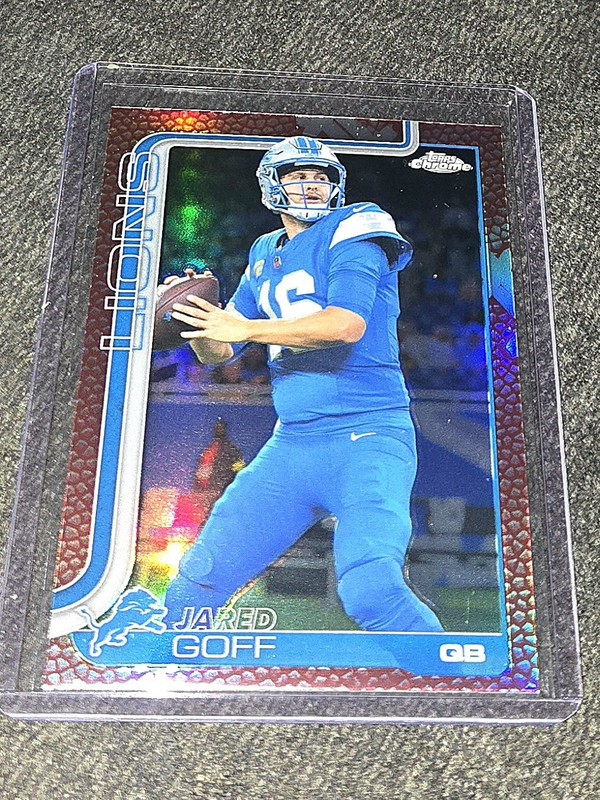 2025 Topps Chrome Jared Goff Leather Refractor SP #102 Detroit Lions
