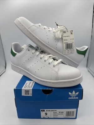 Size 9 ~ Adidas Stan Smith White And Green Sneakers FX5502 Men s New with Box