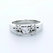 Solitaire Mens Ring Platinum Channel Set 0.58 CT Round Lab-Grown Diamond E VS1