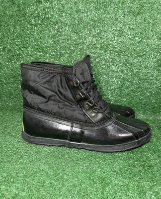 Vintage Sorel Kaufman Canada Winter Boots Black Rubber Lace Up Womens Size 11