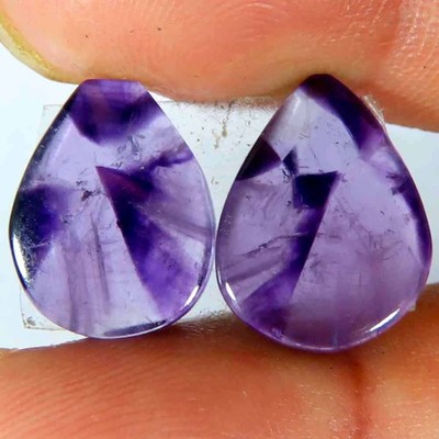 10.60Cts .100%Natural Star Amethyst Pair Matched Cab Pear 11x15x4mm LOVELY Gems