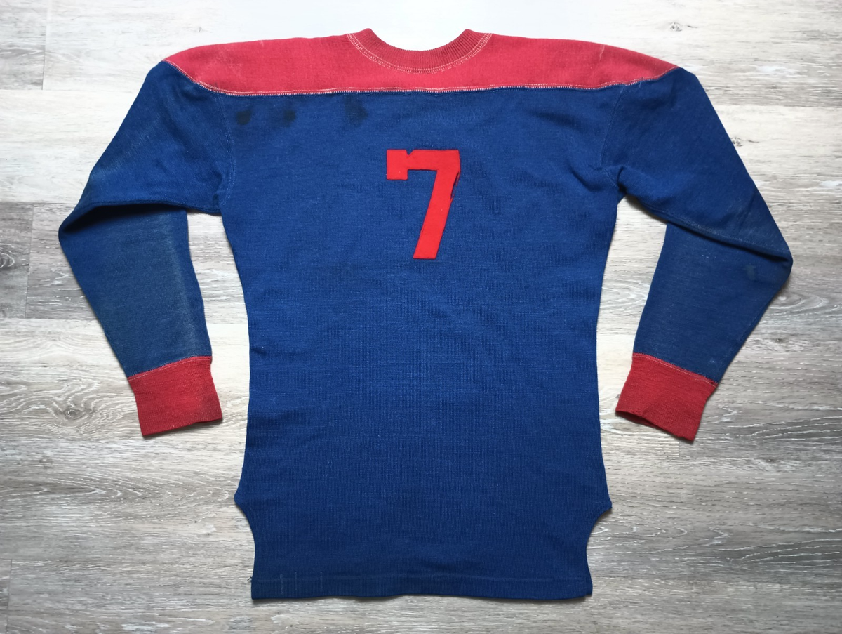 1920s 30s Antique Football Jersey Honus Wagner Co. wool knit vtg