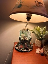 Whimsical Cat Table Lamp Resin Base Cat Print Shade Multicolor Matte Bedroom