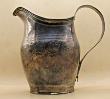 London 1801 Sterling Silver Cream Jug With Floral Engravings Georgian George III