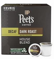 Peet's Coffee, Dark Roast Decaf Keurig K-Cup Pods - Decaf House Blend, 80 Count