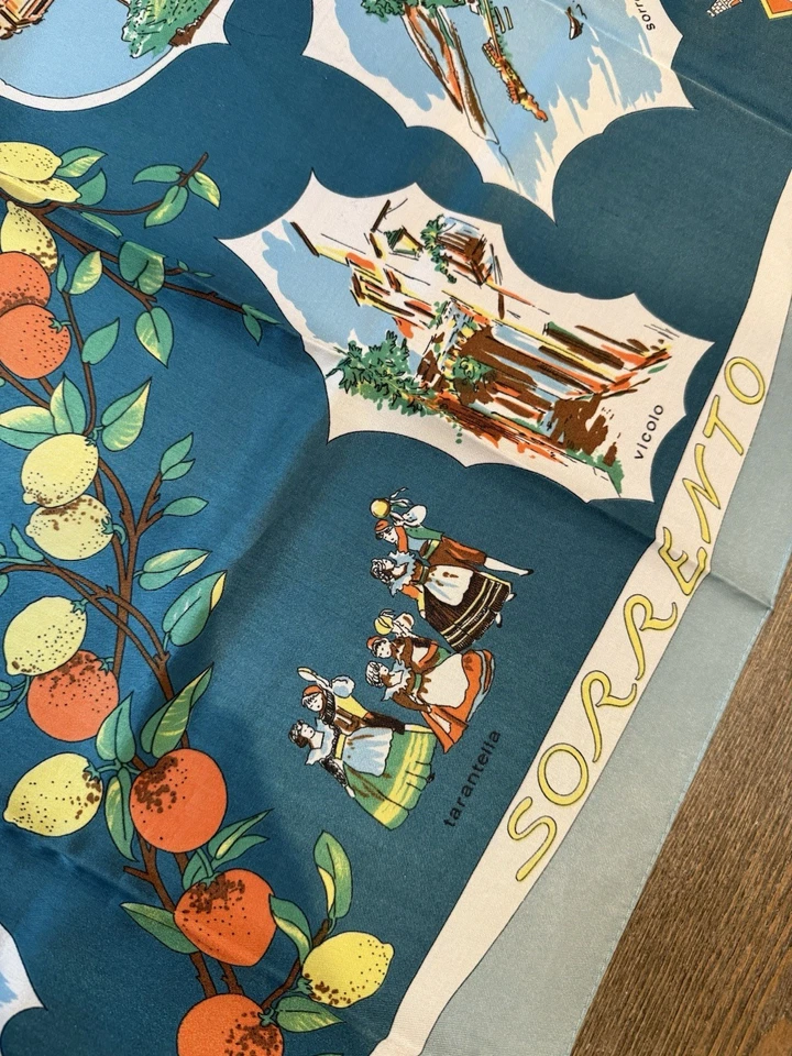 Винтажный Сорренто и Капри Италии сувенирная карта шарф - сделано в Италии - Изображение 3 из 4