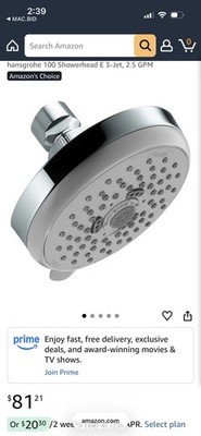 Hansgrohe 100 Showerhead 3 Jet 2.5 Gpm