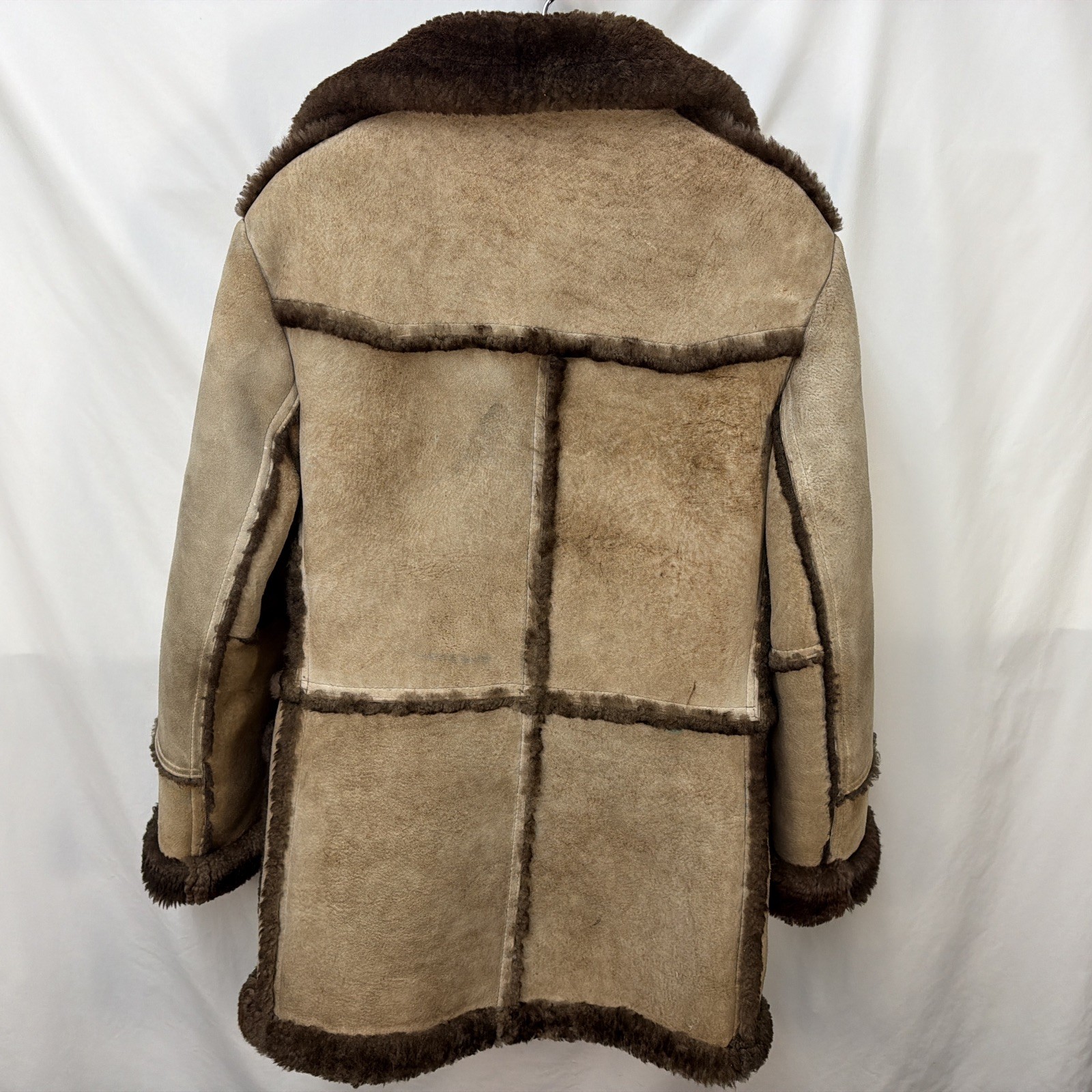VINTAGE GUIDE MASTER SHEEPSKIN SHEARLING RANCHER MARLBORO MAN COAT 48" CHEST image 8