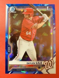 2021 Bowman Draft Sapphire Daylen Lile Washington Nationals No Print Lines