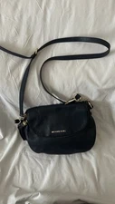 Michael Kors Navy Blue Soft Leather Bedford Tassel Crossbody Shoulder Bag