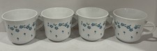 Vintage Corning Ware Forget Me Not Blue Floral Coffee Mugs Set of 4 USA