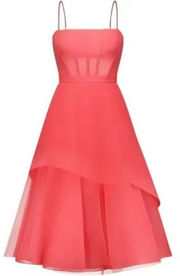 NEW BCBGMAXAZRIA Coral Tulle Corset Illusion Ruffle Evening Wedding Gown 8 $398