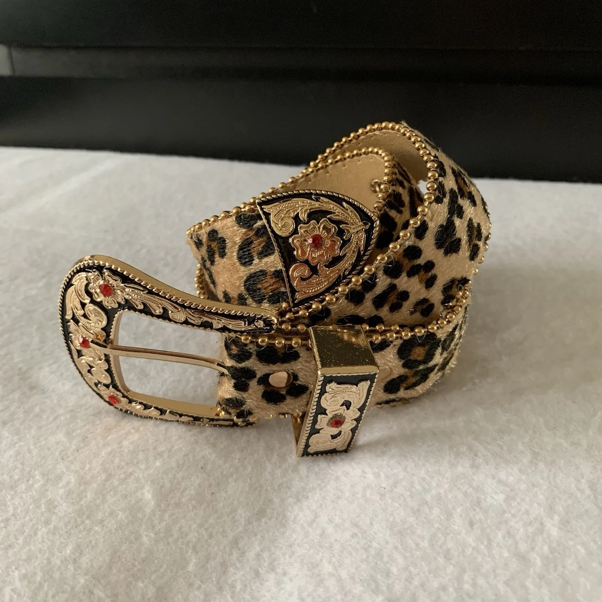 Women\'s Gold tone SHINY Metal Leopard/ Jaguar slip clasp belt Vintage Sz.L/XL Gold Jaguar Belt - Etsy main image 4