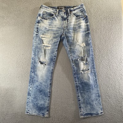 Buckle Salvage Jeans Men's 32 S Blue Mayhem Straight Ripped