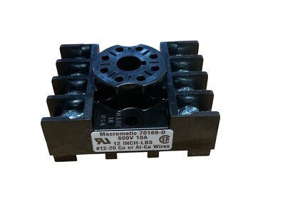Macromatic 70169-D 8 Pin Octal Socket 600V 10A Relay Timer Base Made in USA