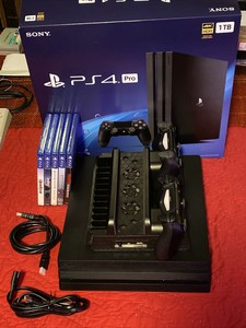 索尼playstation 4 Ps4 Pro 1tb 批发 2 控制器 5 游戏 冷却 充电支架 Ebay