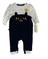Halloween Baby Cat One-Piece Romper Girl 0-3 Month Long Sleeve Cat Jack
