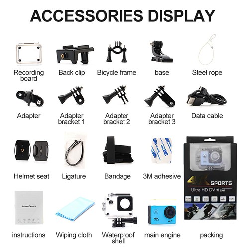 4K 2'' Ultra HD 1080P Sport WiFi 16MP Cam Action Camera DV Video Recorder - Picture 12 of 17