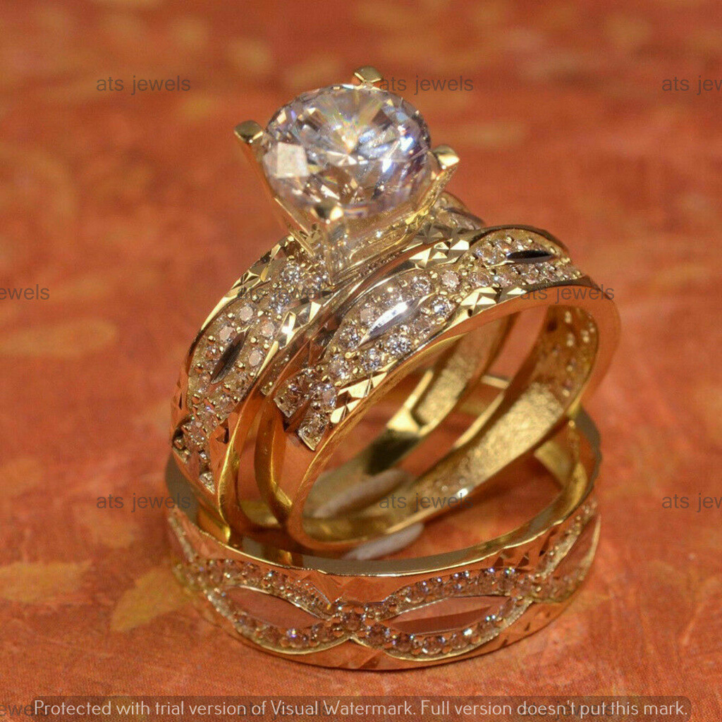 Gold Wedding Ring Sets For Bride And Groom