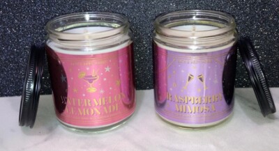 Bath & Body Works Single Wick  Watermelon Lemonade & Raspberry Mimosa Candle