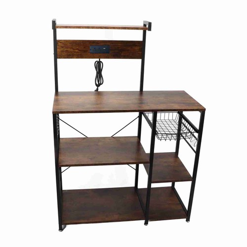 Kitchen Rack Steel Wood Multi Tier Microwave Oven Stand Utility Storage Shelf US