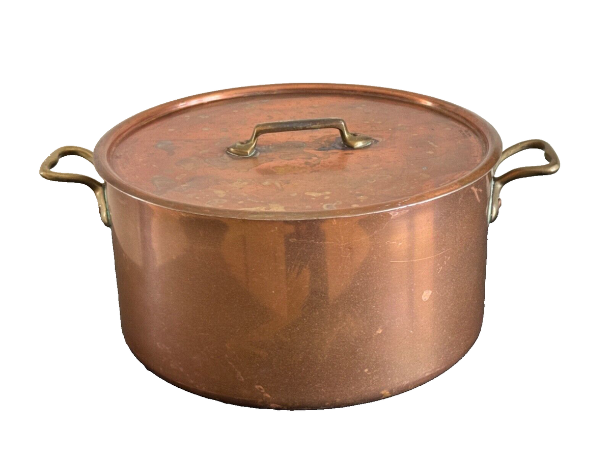 Vintage Waldow Brooklyn, NY Copper Cooking Pot with Brass Handle