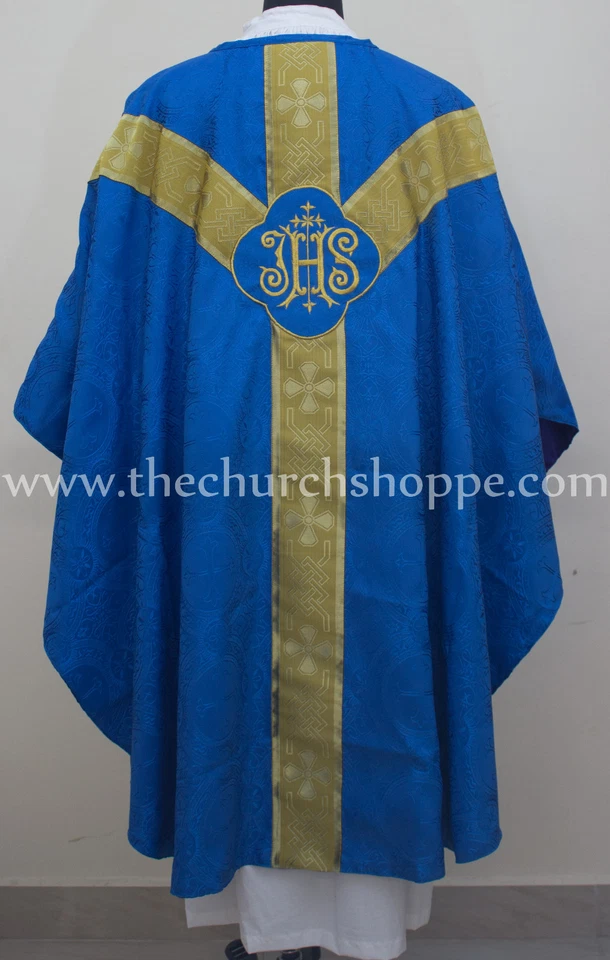 Chasuble Blue clergy gothic vestment  and stole set,casula,casel,casulla - Image 2 of 3