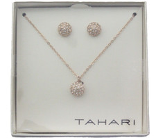 NIB - TAHARI CRYSTAL BALLS Gold Color NECKLACE AND EARRINGS SET