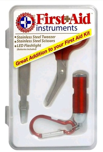 First Aid Instruments Kit with Tweezer, Scissors & Flashlight Smart ...