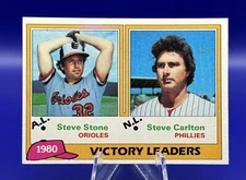 1981 Topps Baseball #5 Victory Leaders HOF Steve Carlton / Steve Stone 