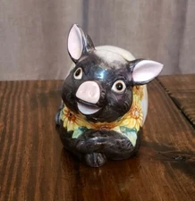 Vintage 1992 Fitz and Floyd ceramic pig pomader potpourri container 