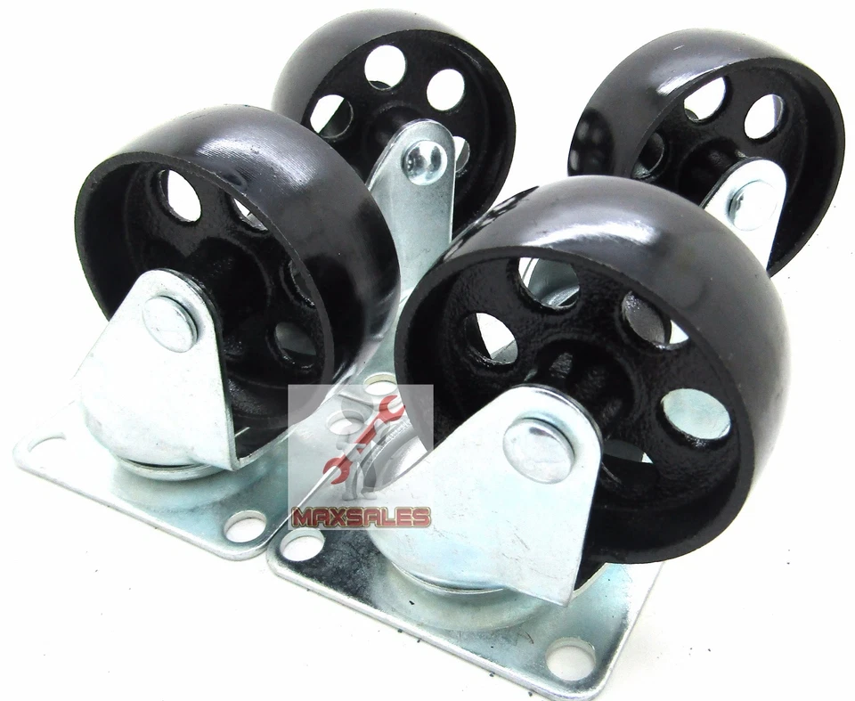CAL HAWK New 4 PC 3" 350-lb-Capacity All-Steel Wide Wheel Swivel Top Plate Casters
