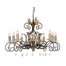 Image of 10 Bulb Handmade Chandelier Hanging Pendant LIght Bronze Gold LED E14 60W Bulb